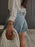Rhinestone High Waist Denim Shorts - Byyde