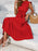 Frill Mock Neck Ruffled Cap Sleeve Midi Dress - Byyde
