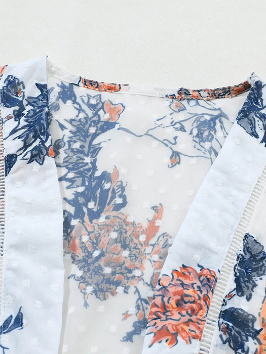 Floral Print Open Front Cover Up - Byyde