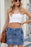 Criss-Cross Waist Detail Denim Mini Skirt - Byyde