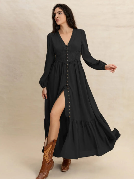 V-Neck Long Sleeve Dress - Byyde