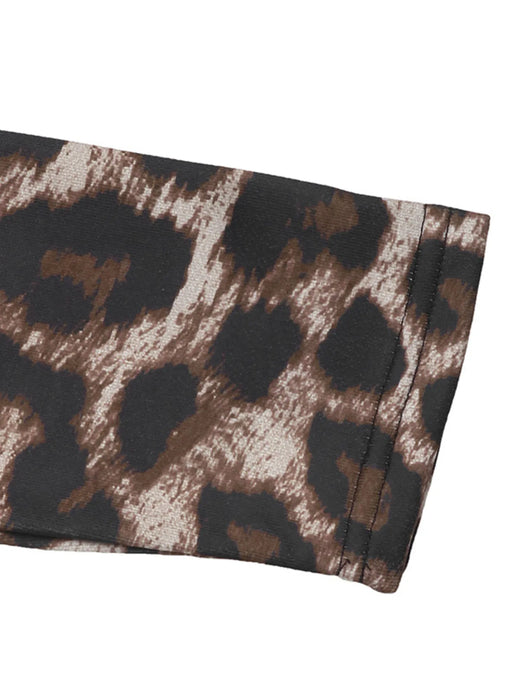 Leopard Print Sleeve Quarter Snap Sweatshirt - Byyde