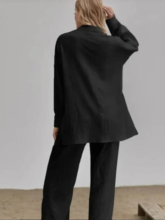 Button Up Long Sleeve Shirt and Pants Set - Byyde
