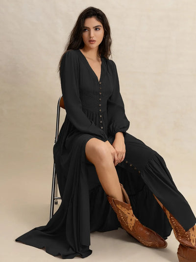 V-Neck Long Sleeve Dress - Byyde