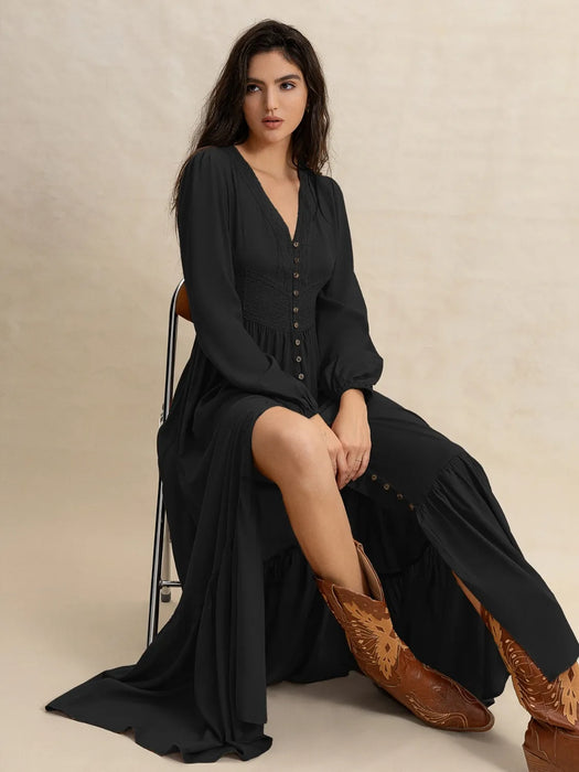 V-Neck Long Sleeve Dress - Byyde