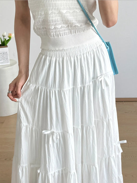 Tiered Elastic Waist Maxi Skirt - Byyde
