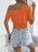 Openwork Single Shoulder Short Sleeve Knit Top - Byyde