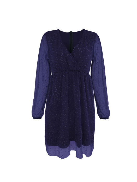 Sparkling Surplice Balloon Sleeve Mini Dress - Byyde