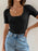 Ribbed Square Neck Short Sleeve Knit Top - Byyde
