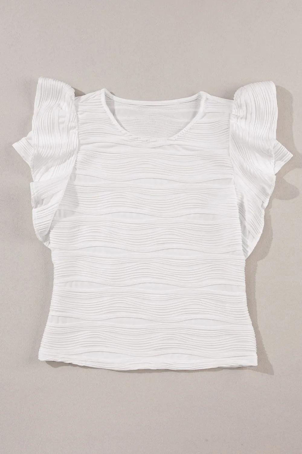 Ruffled Round Neck Textured Top - Byyde