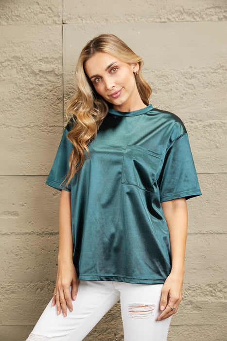 Round Neck Dropped Shoulder Top - Byyde