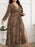 Plus Size Leopard Print Surplice Maxi Dress - Byyde