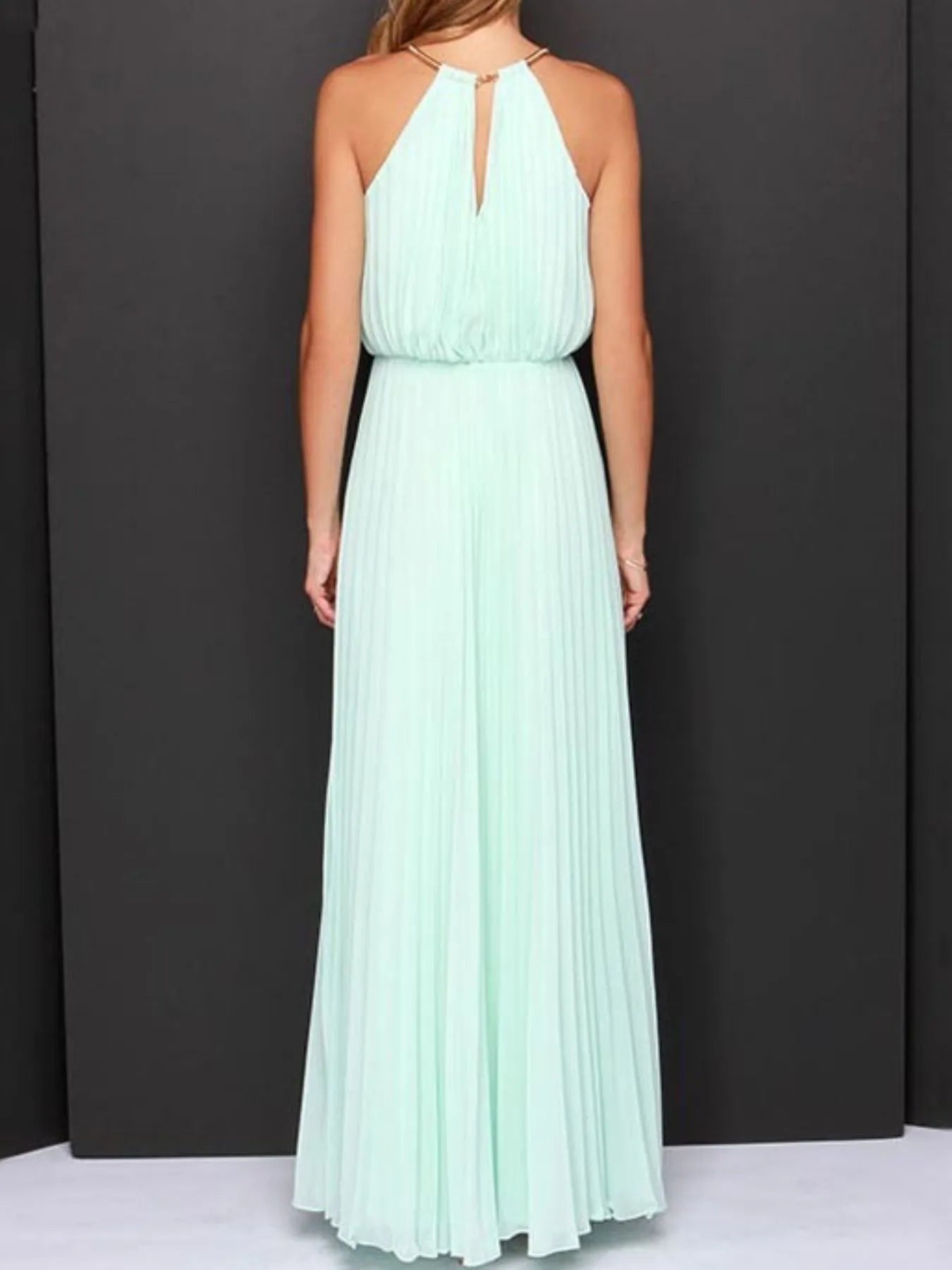 Pleated Sleeveless Maxi Tank Dress - Byyde