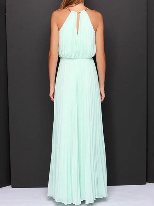 Pleated Sleeveless Maxi Tank Dress - Byyde
