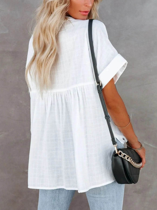 Full Size Oversized Notched Casual Shirt Plus Size - Byyde