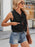 Sleeveless Lace-Up Front Crop Denim Vest - Byyde