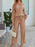 Ribbed Knit Top and Pants Lounge Set with Button Detail - Byyde