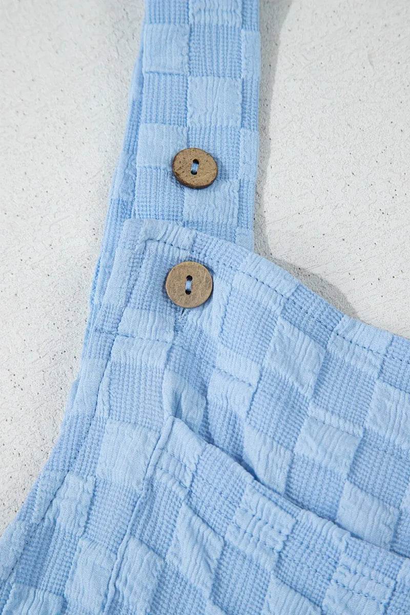Checkered Pocketed Wide Leg Overalls - Byyde