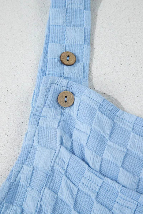 Checkered Pocketed Wide Leg Overalls - Byyde