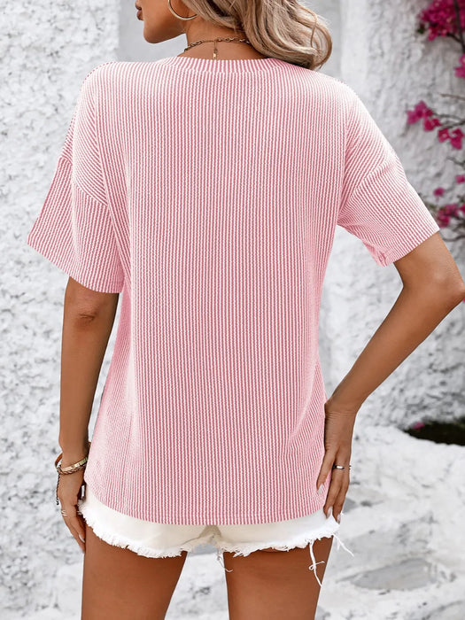 Mandy V-Neck Dropped Shoulder T-Shirt - Byyde