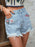 LOVE Distressed Raw Hem Denim Shorts - Byyde