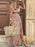 Full Size Printed V-Neck Short Sleeve Maxi Dress Plus Size - Byyde