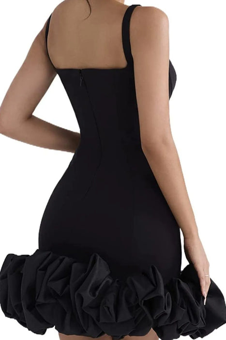 Ruched Square Neck Sleeve Mini Dress - Byyde