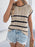 Cable-Knit Striped Round Neck Knit Top - Byyde