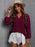 Crochet Tassel Tie Neck Long Sleeve Blouse - Byyde