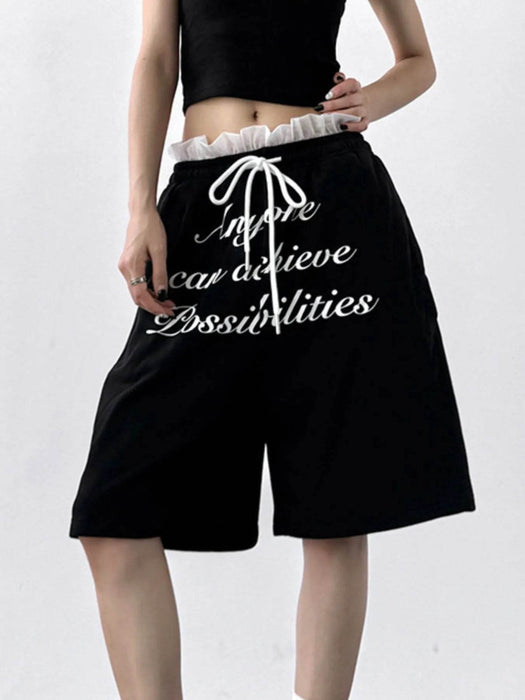 Drawstring Letter Shorts - Byyde