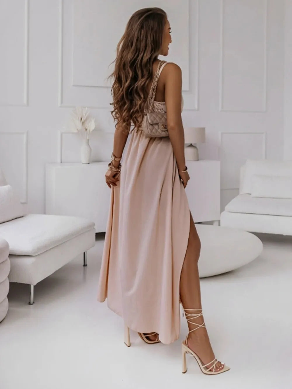 Honey Tied Surplice Sleeveless Midi Cami Dress - Byyde