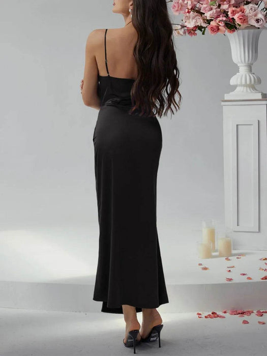 Devine Slit Ruched Maxi Cami Dress - Byyde