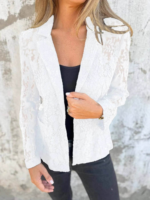Full Size Lace Open-Front Blazer Plus Size - Byyde