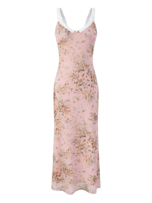 Floral Print Maxi Cami Dress with V-Neck - Byyde