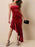 Asymmetrical Velvet Cami Dress with Ruffle Hem - Byyde