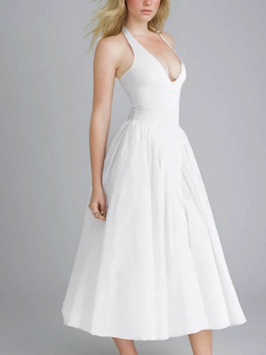 Full Size Ruched Halter Neck Midi Dress Plus Size - Byyde