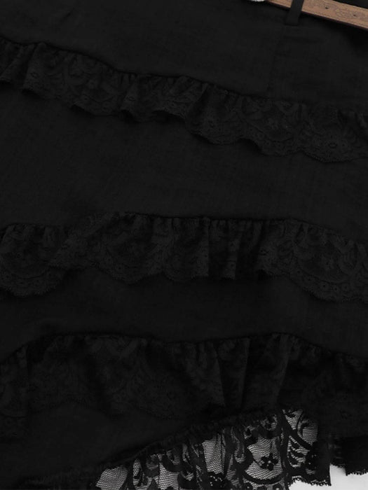 Asymmetrical Lace Ruffle Skirt - Byyde