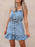 Casual Ruffled Hem Denim Mini Dress with Tie Waist - Byyde