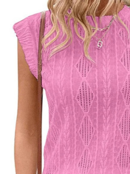 Openwork Round Neck Top - Byyde