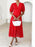 Eyelet Lace V-Neck Midi Dress with Puff Sleeves - Byyde