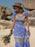 Printed V-Neck Cap Sleeve Midi Dress - Byyde