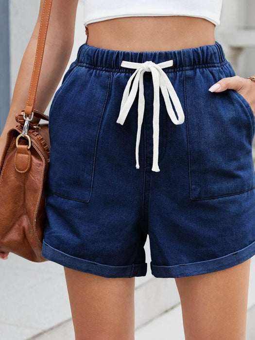 Drawstring Wash Denim Shorts - Byyde