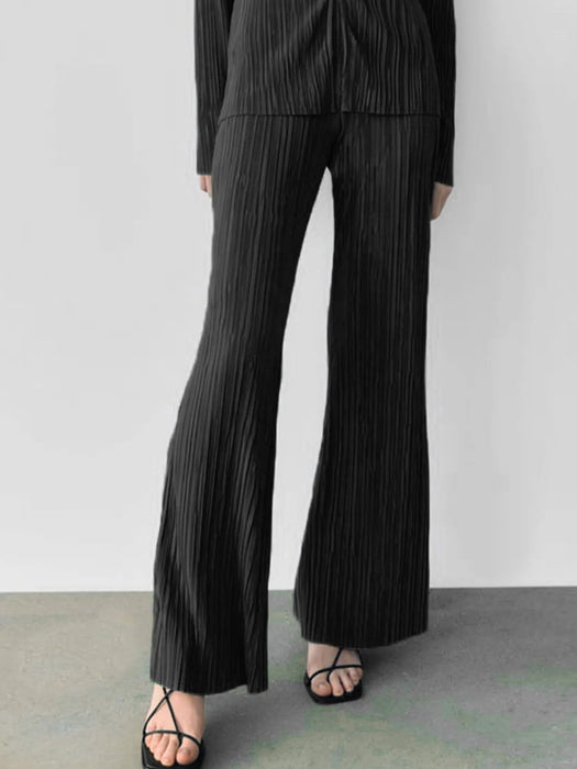 Texture Long Sleeve Top and Pants Lounge Set - Byyde