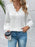 V-Neck Lace Detail Flounce Sleeve Blouse - Byyde