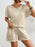 Texture Round Neck Top and Shorts Lounge Set - Byyde