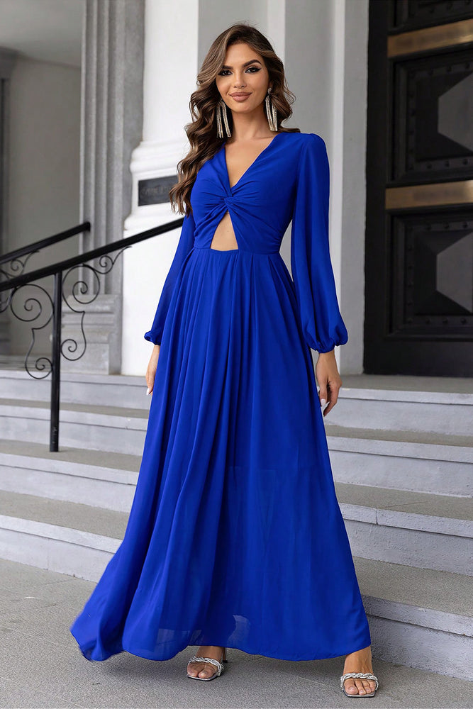 Twist Front Cutout Long Sleeve Dress - Byyde