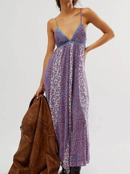 Floral V-Neck Maxi Cami Dress - Byyde