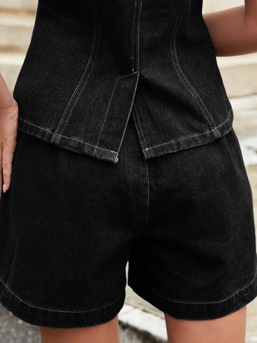 High-Waisted Denim Shorts - Byyde