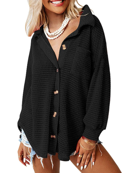 Waffle Knit Button-Down Shirt - Byyde