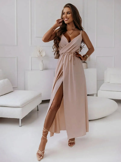 Honey Tied Surplice Sleeveless Midi Cami Dress - Byyde